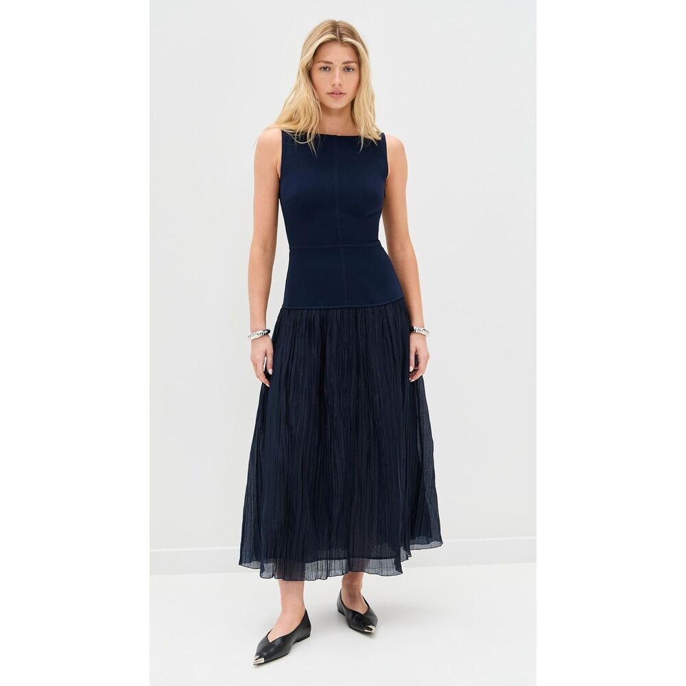 Reformation Cyra Navy drop waist maxi dress